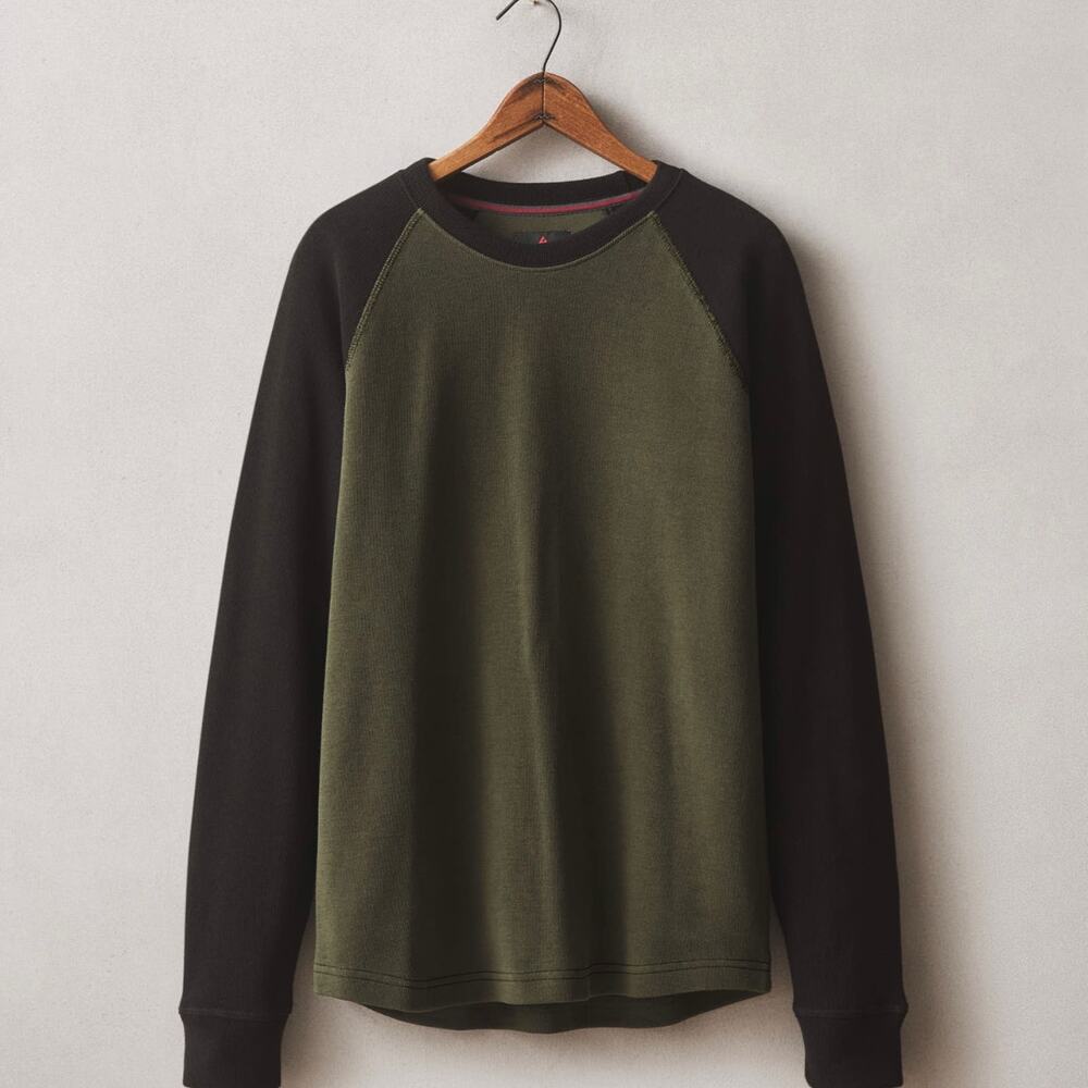 NWOT American Giant French Rib Raglan Colorblock Sweater Men’s Medium Deep Olive